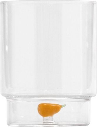 Zafferano Teca Frutta - Set 6 Bicchieri in Vetro Borosilicato con Pera - Tumbler 35 cl Doppio Fondo Decorato a Mano, Lavabili Facilmente - Zafferano