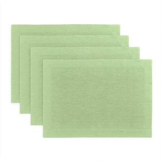 Solino Home Linen Placemats Set of 4, 14 x 19 Inch for Dining Table, Holiday and Everyday Table Decor - Fete in Laurel Green at Nordstrom, Size Medium