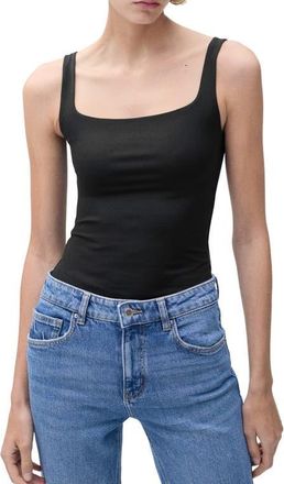 Mango Fitted Tank Bodysuit in Black at Nordstrom, Size Small