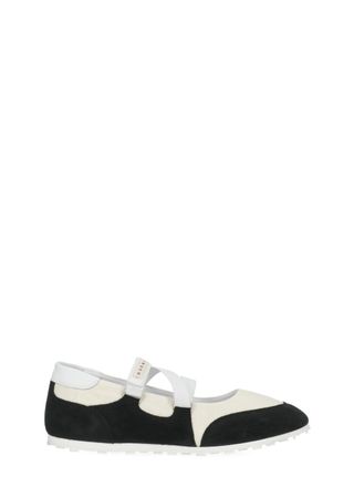 Marni Ivory Soccer Retro Leather Ballet Flats