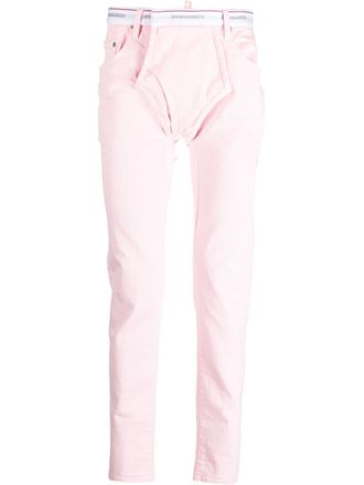 Dsquared2 briefs-design straight leg trousers - men - Cotton/Plastic/Spandex/Elastane/Cotton - 48 - Pink