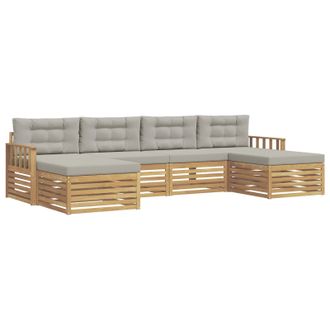 vidaXL Juegos De Sof&aacute;s Con Coj&iacute;n 6 Pcs Blanco Y Gris Claro Vidaxl
