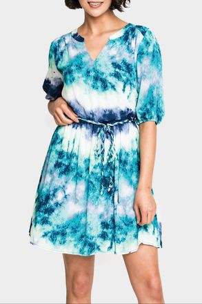 Gibsonlook Day Trip Dress With Braided Belt In Watercolor Lake Print