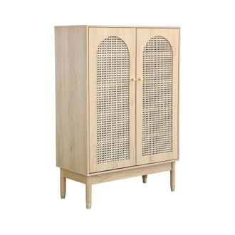 Sweeek Mueble para zapatos, peque&ntilde;o buffet de 2 puertas trenzadas