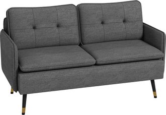 HOMCOM Modern Upholstered Two Seater Sofa for Bedroom Living Room Dark Grey | TJ Hughes