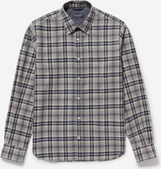 Oliver Sweeney Mens Barnham Long Sleeve Shirt in Light Grey Cotton - Size X-Large