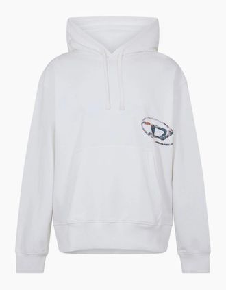 Diesel Mens Hooded Neck Drop Shoulder Sweatshirt - White - Size: 38