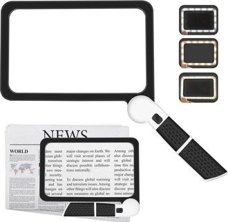 No Brand Lupa Con Luz, Aumento De 5x - Lupa De Lectura Rectangular Grande, Adecuada Para Personas Mayores