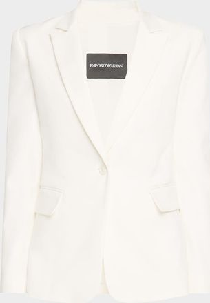 アウターその他 EMPORIO ARMANI Woman Blazer White 0NG3DT02003 101 Single-breasted blazer in envers satin | Emporio Armani