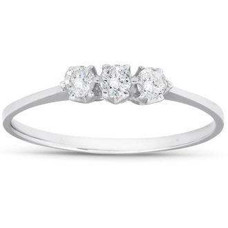 Pompeii3 1/5ct 3-Stone Diamond Promise Ring 14K White Gold Size Selectable