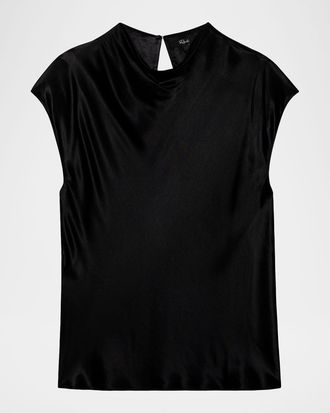 Rails Loretta Satin Cowl-Neck Top