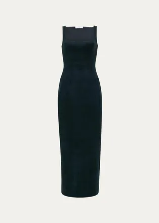 Alaia Sleeveless Velvet Bodycon Midi Dress