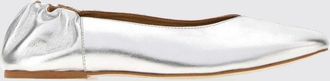 A.P.C. A. P.C. Juliet Silver Laminated Leather Ballet Flats with Elasticated Heel