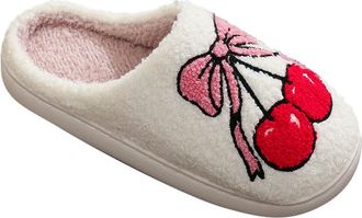 Generic Fluffy Slippers for Women Men Winter Warm Cozy Plush Fuzzy Soft Printed Cushion Slipper Anti-Skid Rubber Sole Comfortable Shoes with Memory Foamfor Ho