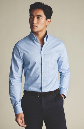 CHARLES TYRWHITT Non-Iron Pinpoint Oxford Check Shirt