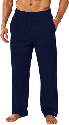 Generic Mens Fleece Pajama Pants Flannel Cotton Buffalo Plaid Comfy Lounge Pants PJ Bottoms with Pockets Dark Blue