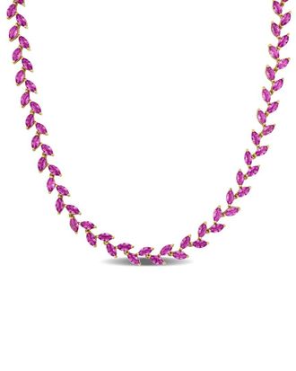 Rina Limor Silver 29.50 Ct. Tw. Lab-Grown Sapphire Necklace