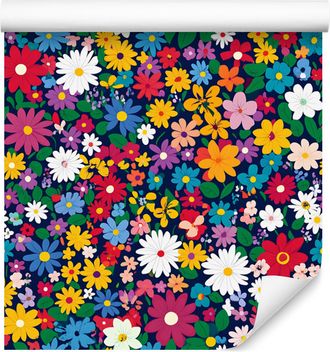 OEM Carta Da Parati Con Piccoli Fiori Blu E Mare Per Soggiorno E Camera Da Letto 50x1000 Cm