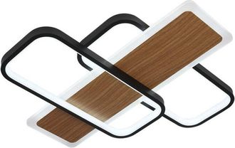 Fabrilamp Plafoniera LED 120W 13200lm 3000-6500K 50cm Nero/Legno Dimmerabile Serie Forqueta