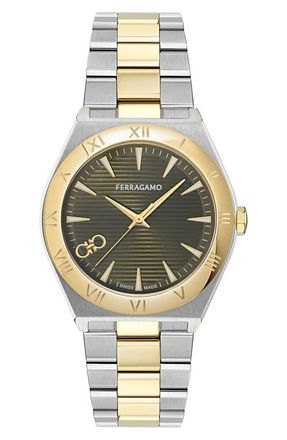 Ferragamo Vega Upper East Two-Tone Bracelet Watch, 40mm in Two Tone at Nordstrom