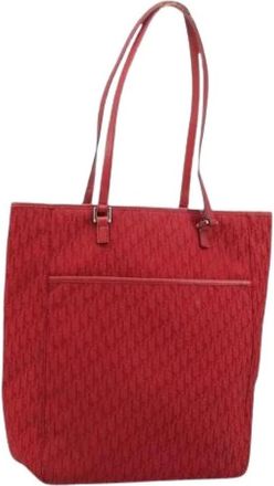 Dior Pre-owned Tote Bags, female, Red, Size: ONE SIZE Pre-owned Vintage Trotter Canvas Tote Bag