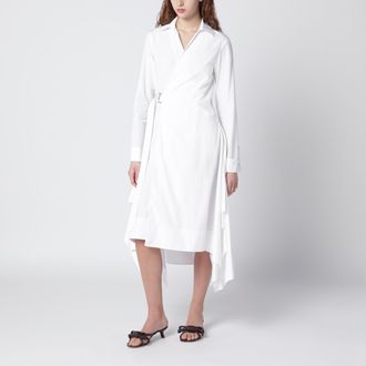 Loewe White Draped Silk Dress