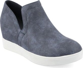 Journee Collection Cardi Sneaker Womens Blue Slip On Wedge Heel ZOGG1907