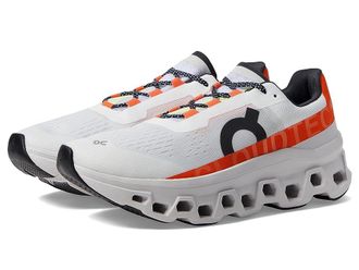 On Cloudmonster Womens Shoes Undyed White/Flame : 9.5 M, Textile/Synthetic