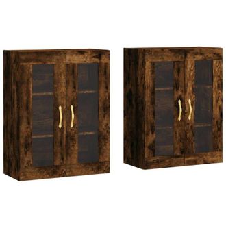vidaXL Vidaxl - Armarios De Pared 2 Uds Madera De Ingenier&iacute;a Roble Ahumado