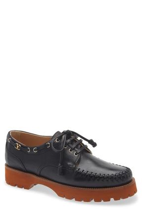 Valentino Garavani Lug Sole Boat Shoe in Black at Nordstrom, Size 10Us