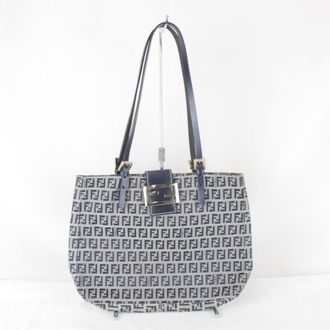 Fendi Zucchino Navy Canvas Tote Bag (Pre-Owned)