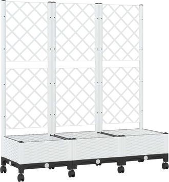 vidaXL Jardinera Con Enrejado Y Ruedas Blanco 120 X 40 X 131,5 Cm Pp Vidaxl