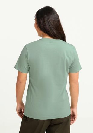 Jack Wolfskin T-Shirt JACK WOLFSKIN ESSENTIAL T W, Damen, Gr. L (42/44), gr&uuml;n zinnia, Obermaterial: 100% Baumwolle, normal, Rundhals, Shirts T-Shirt