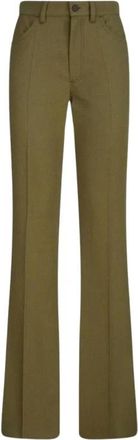 The Attico Wijde Pantalon met Hoge Taille - Dames - Wijde Broeken - Groen - M - Wol - Broeken