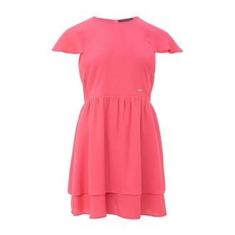 A|X Armani Exchange Fuchsia Mini Jurk met Ruche - Dames - Korte kleedjes - Roze - XS - Kleedjes
