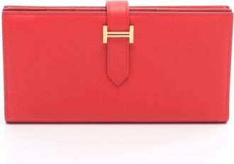 Hermès Red Color Epsom Leather Long Wallet (Bi-Fold) (Pre-Owned)