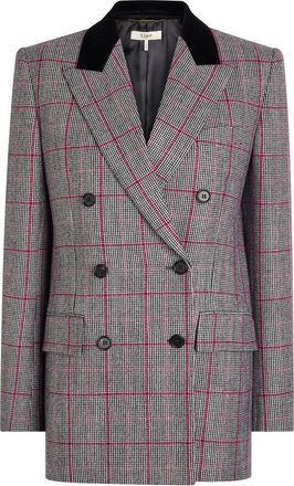 Chloé Checked Double-breasted Wool Blazer - Black And White - 40 (UK12 / M)