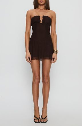 Princess Polly Love to Love Strapless Minidress in Brown at Nordstrom, Size 12