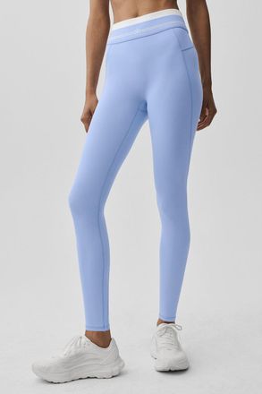 Alo | Airbrush High-Waist 7/8 Better Together Legging in Light Provence Blue/White, Size: Medium