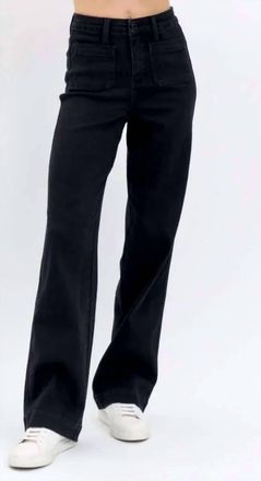 Judy Blue High Waist Patch Pocket Straight Fit Jeans In Black