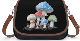 Generic Mushrooms Colored Crossbody Bag Womens Handbag PU Message Bags Shoulder Purse with Adjustable Strap