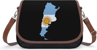 Generic Flag Map of Argentina Crossbody Bag Womens Handbag PU Message Bags Shoulder Purse with Adjustable Strap