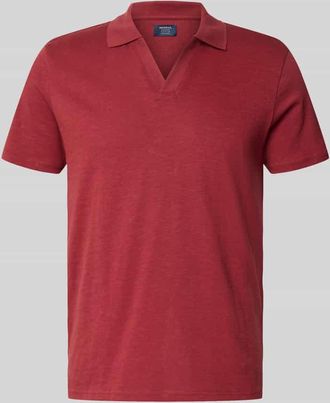 Mc Neal Slim Fit Poloshirt mit V-Ausschnitt in Rostrot, Gr&ouml;&szlig;e XXXL