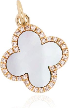 The Lovery Large Mother of Pearl Diamond Clover Charm