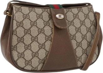 Gucci Pre-owned Cross Body Bags, female, Beige, Size: ONE SIZE Pre-owned Vintage GG Canvas Shoulder Bag