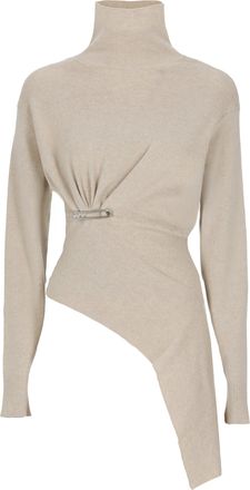 Lanvin Asymmetrical High Neck Ribbed Knitwear by Lanvin