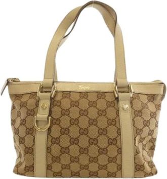 Gucci Pre-owned Handbags, female, Beige, Size: ONE SIZE Pre-owned GG Canvas Shoulder Bag