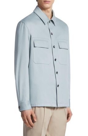 Ermenegildo Zegna Oasi Cashmere Overshirt in Glacier Blue at Nordstrom, Size X-Large