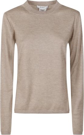Max Mara Trui met ronde hals - Dames - Truien - Beige - Maat: S Kasjmier