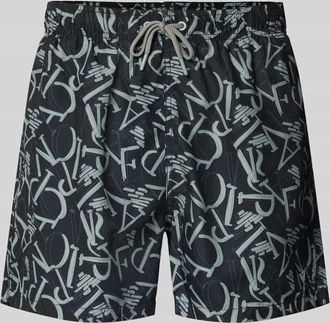 Emporio Armani Regular Fit Shorts mit Allover-Logo-Print in Black, Gr&ouml;&szlig;e XXL
